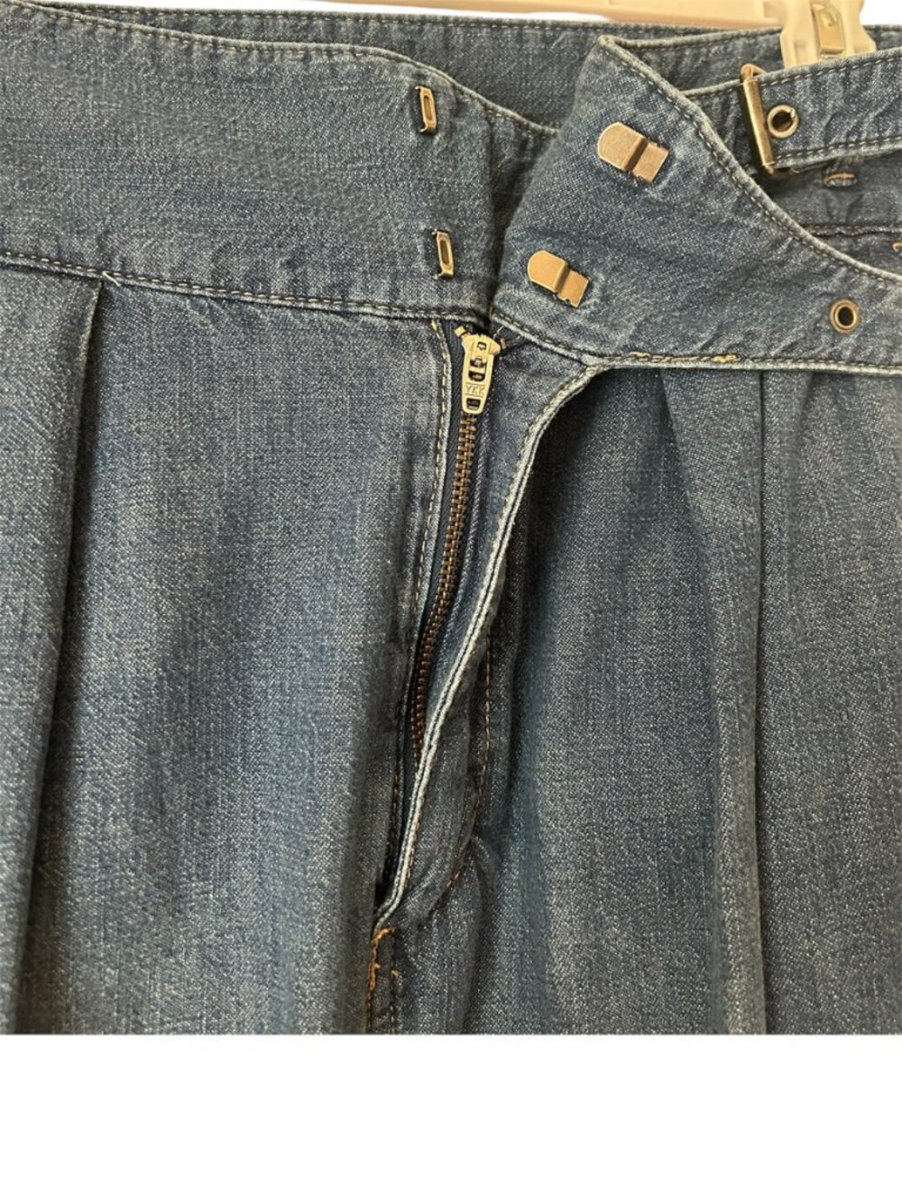Lauren Ralph Lauren Denim Trouser Pants Womens 8 High Rise Pleated Wide Leg Crop - Picture 5 of 11